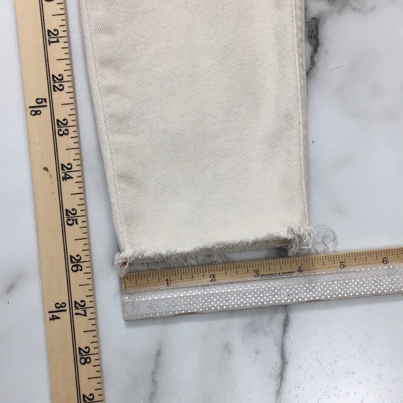 3/$20 We The Free People Skinny Jeans Womens 26 Cream Cotton Denim Raw‎ Hem - Picture 7 of 13